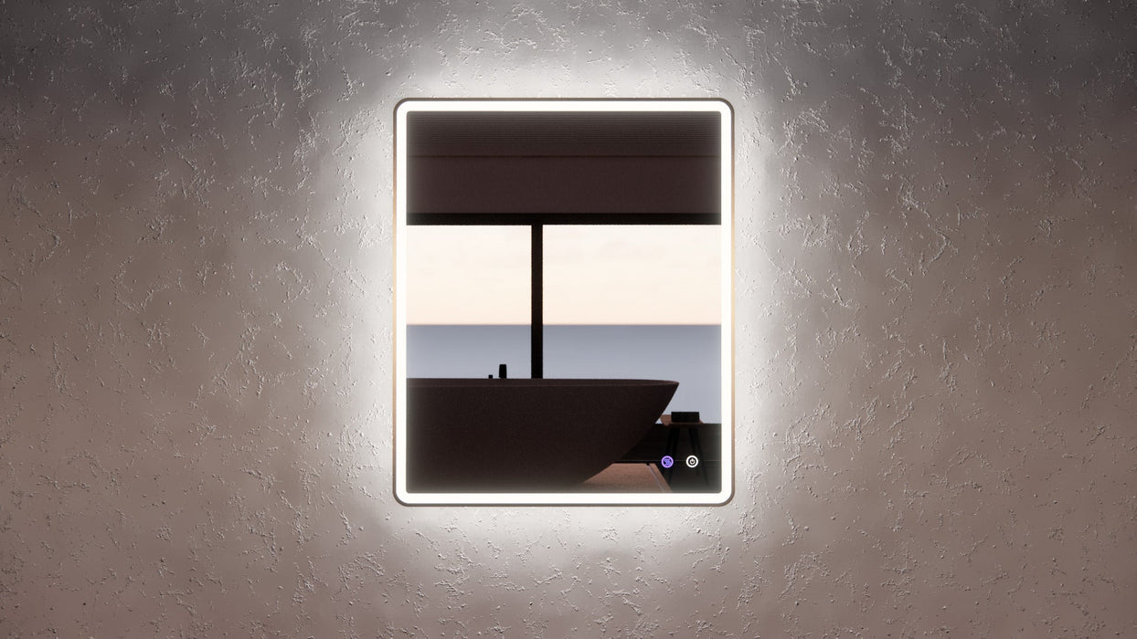 Riva S4 Framed Rectangle LED Mirror With 3 Colour Lights 900mm- Gold Framed