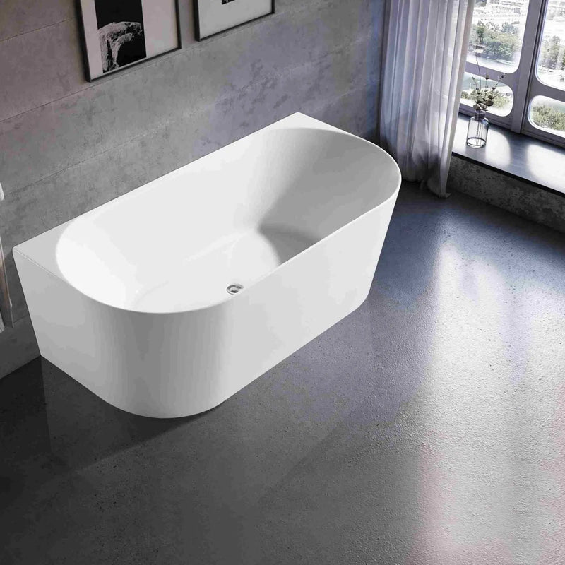 MUSEN Back to Wall Bathtub (Gloss White) - Aqualux Bathrooms- Mercio