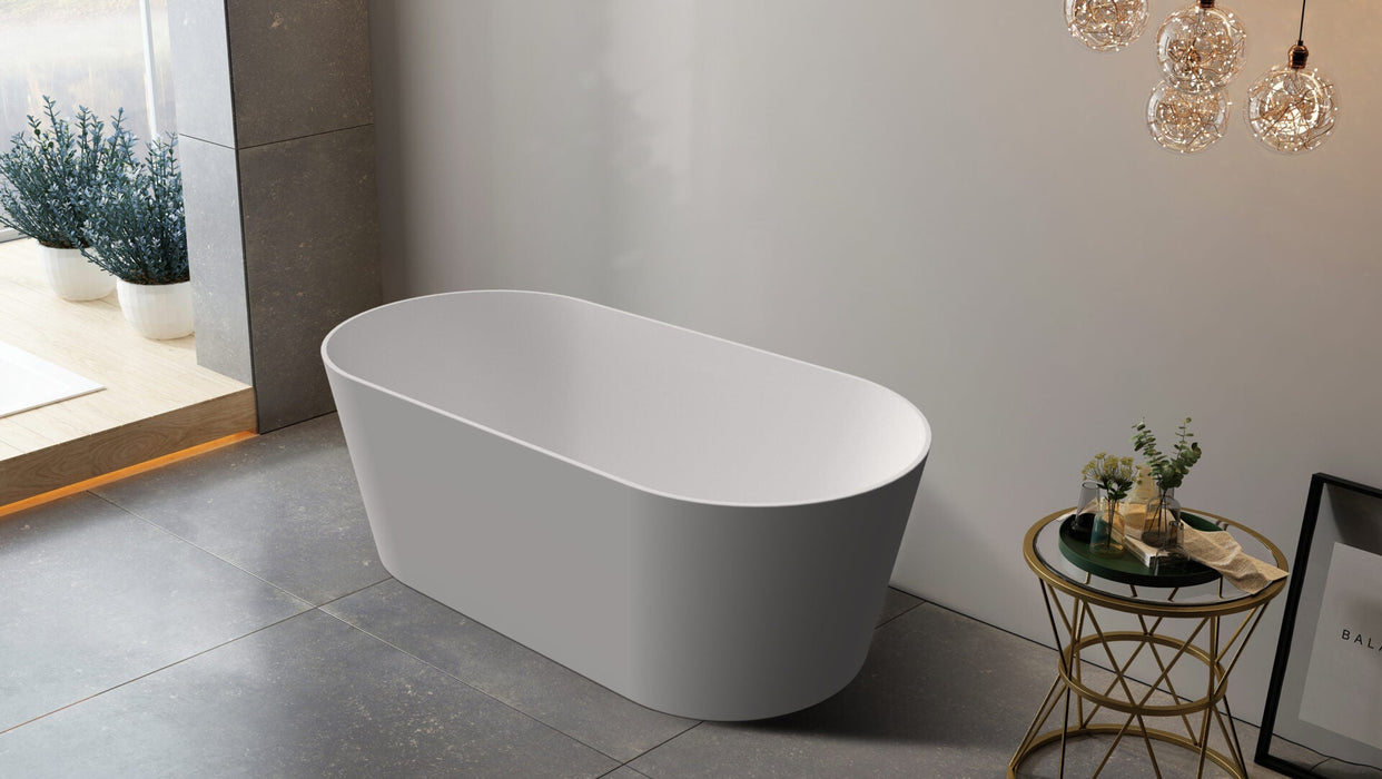 Riva Mia Super Slim Edge Oval Shape Freestanding Bathtub 1500mm - Matt White