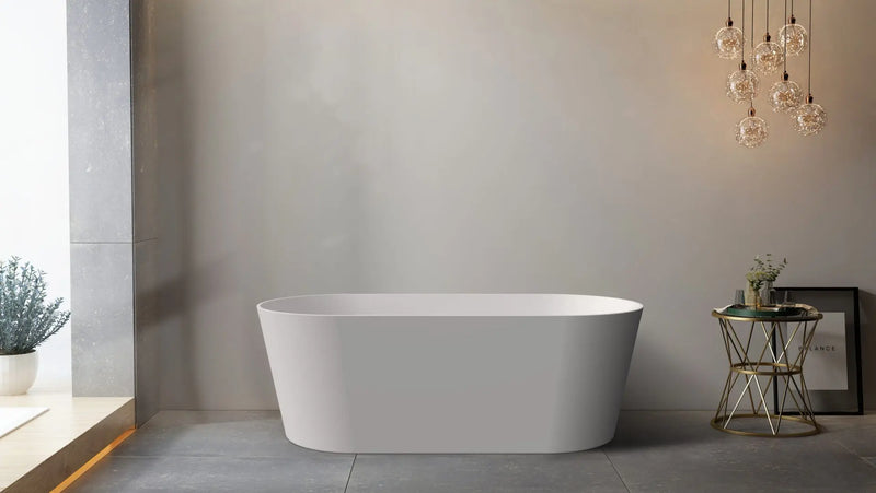 ABS Riva - Riva Mia Super Slim Edge Oval Shape Freestanding Bathtub 1700mm - Matt White - Aqualux Bathrooms