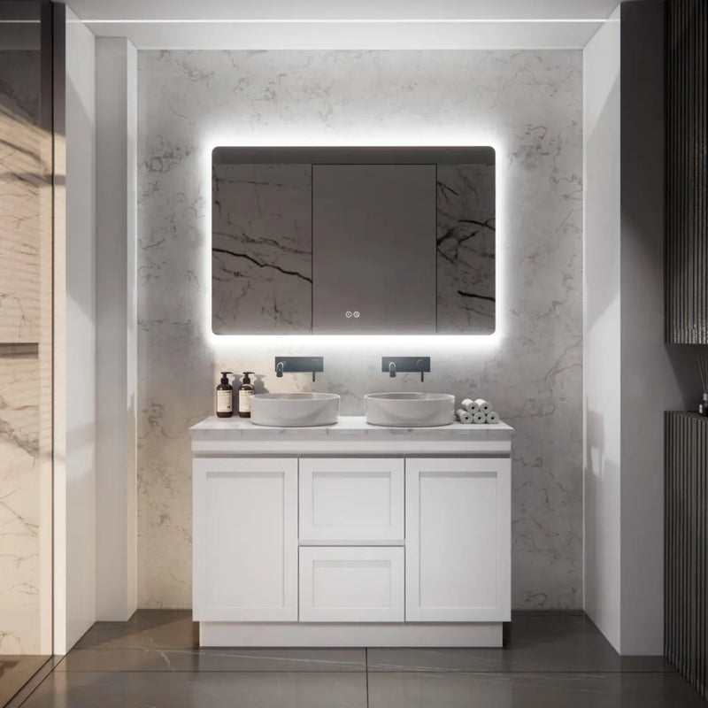 ABS Riva - Riva Miami Freestanding Double Bowl Vanity 1200mm - Matt white - Aqualux Bathrooms
