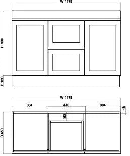ABS Riva - Riva Miami Freestanding Double Bowl Vanity 1200mm - Matt white - Aqualux Bathrooms