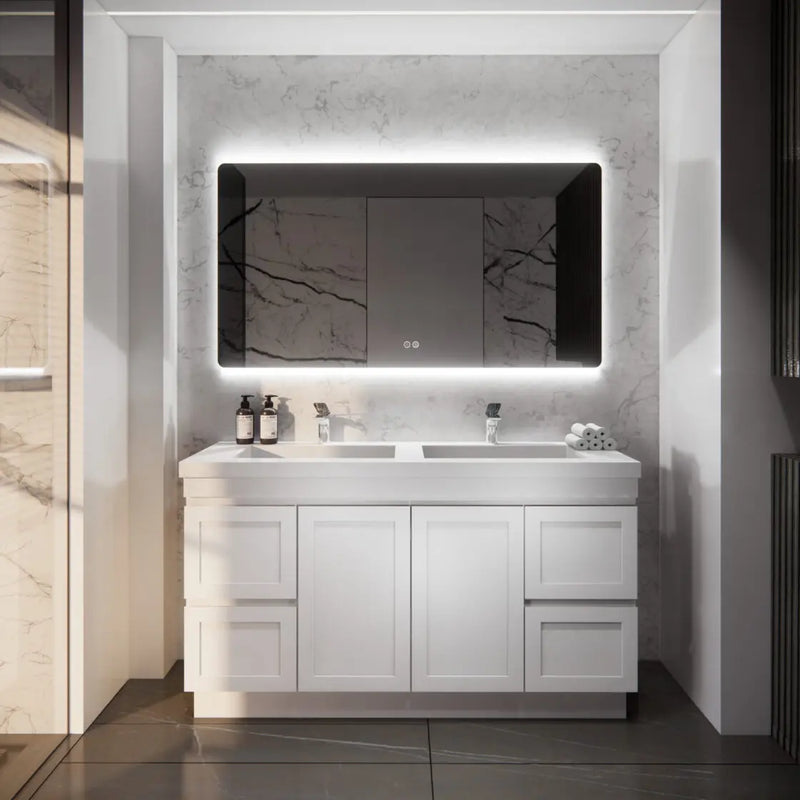 ABS Riva - Riva Miami Freestanding Double Bowl Vanity 1500mm - Matt white - Aqualux Bathrooms