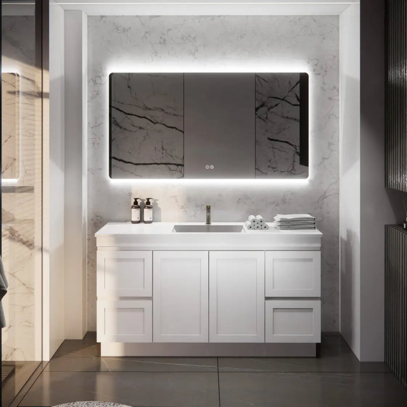 ABS Riva - Riva Miami Freestanding Single Bowl Vanity 1500mm - Matt white - Aqualux Bathrooms