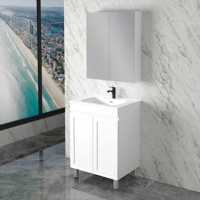ABS Riva - Riva Miami Freestanding Vanity 600mm - Matt white - Aqualux Bathrooms