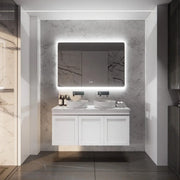 ABS Riva - Riva Miami Wall Hung Double Bowl Vanity 1200mm - Matt white - Aqualux Bathrooms