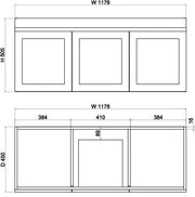 ABS Riva - Riva Miami Wall Hung Double Bowl Vanity 1200mm - Matt white - Aqualux Bathrooms