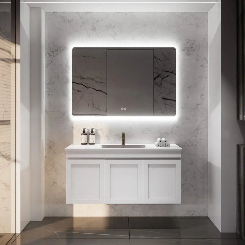 ABS Riva - Riva Miami Wall Hung Single Bowl Vanity 1200mm - Matt white - Aqualux Bathrooms