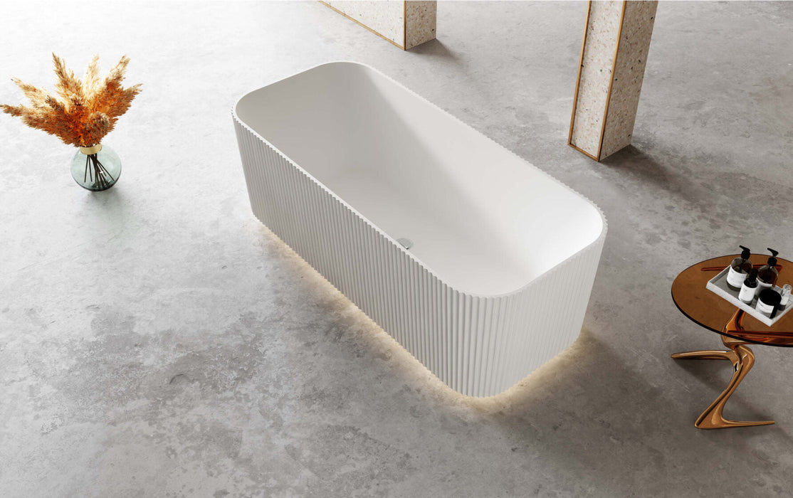 Riva Milano V-Groove Soft Square Shape Freestanding Bathtub 1500mm - Gloss White