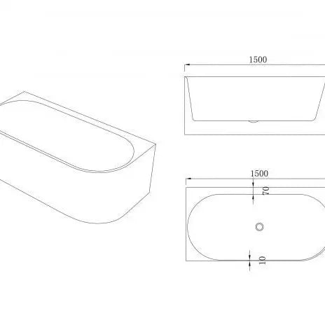 NOVA White Right Corner Bathtub - Aqualux Bathrooms- Mercio