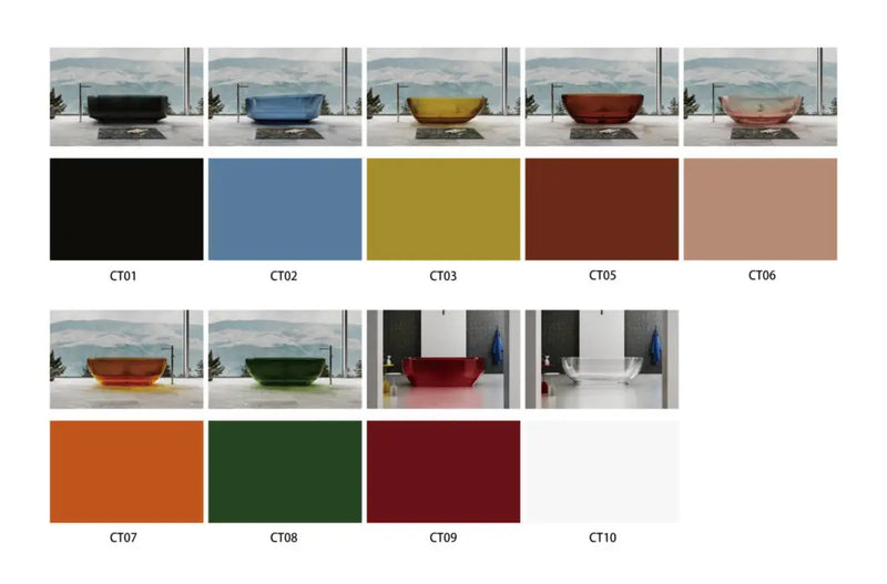 ABS Riva - Riva Noto Oval Shape Transparent Freestanding Bathtub 1500mm - Custom Colours - Aqualux Bathrooms