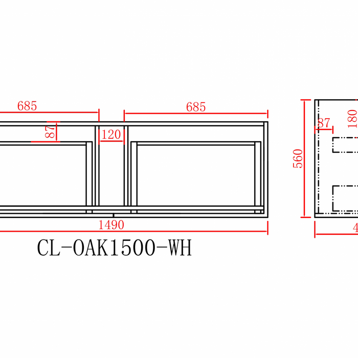 Stella Wall Hung Vanity 1500