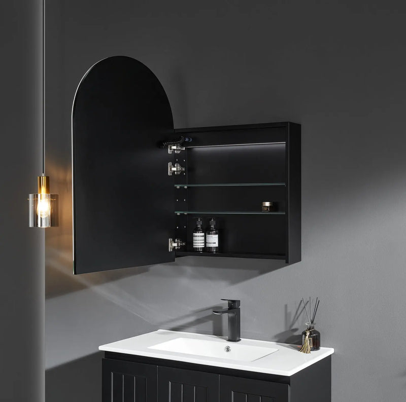 Olivia Mirror Door Shaving Cabinet Arch 600mm - Aqualux Bathrooms- Poseidon