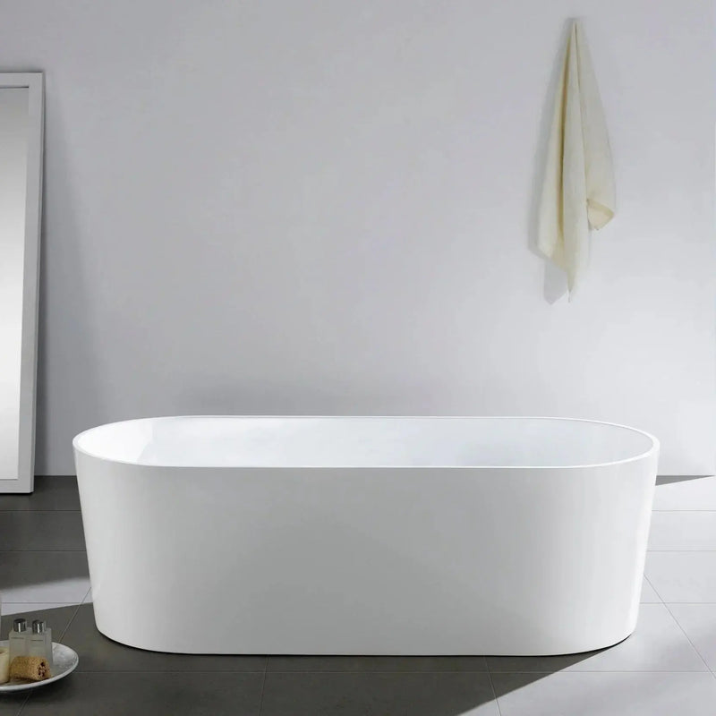 Ovia White Freestanding Bathtub - Overflow - Aqualux Bathrooms- Poseidon