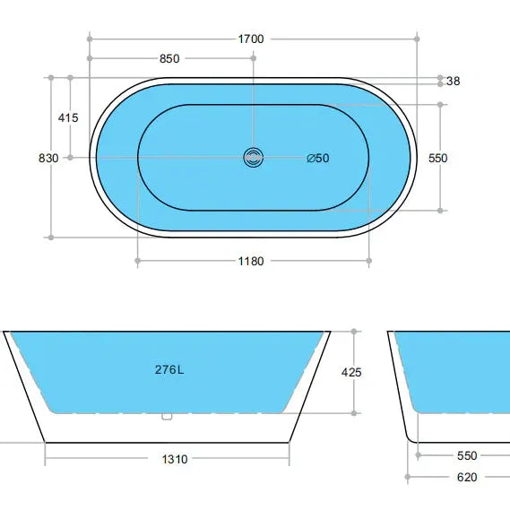 Ovia Black Free Standing - Non Overflow Bathtub