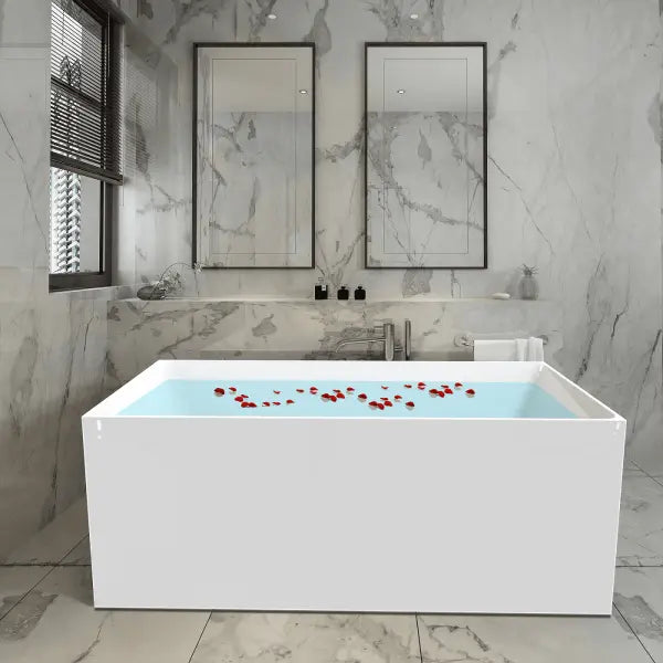 ORTA Multi-Fix Freestanding Gloss White Bathtub - Aqualux Bathrooms- Mercio