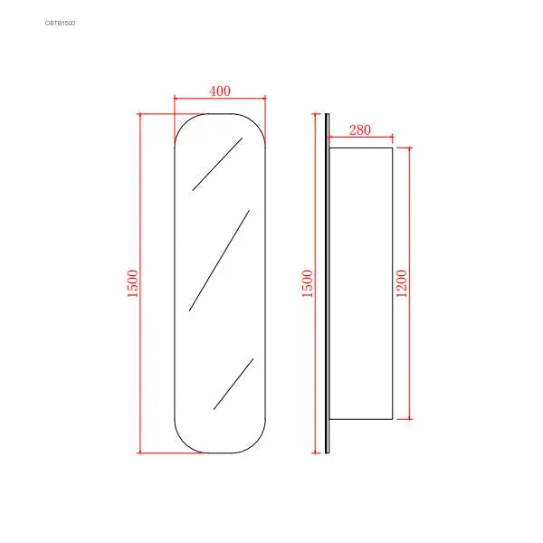 Olivia Mirror Door Shaving Cabinet Tall Boy 1500mm - Aqualux Bathrooms- Poseidon