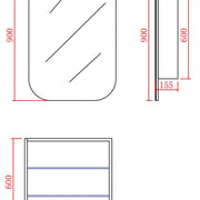 Olivia Mirror Door Shaving Cabinet 600mm - Aqualux Bathrooms- Poseidon