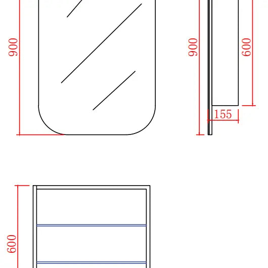 Olivia Mirror Door Shaving Cabinet 600mm - Aqualux Bathrooms- Poseidon
