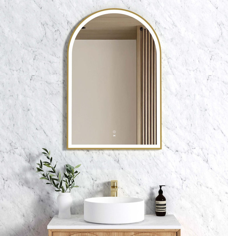 Otti Archie Framed Led Mirror 3 Colour Lights Brushed Gold 600X900mm