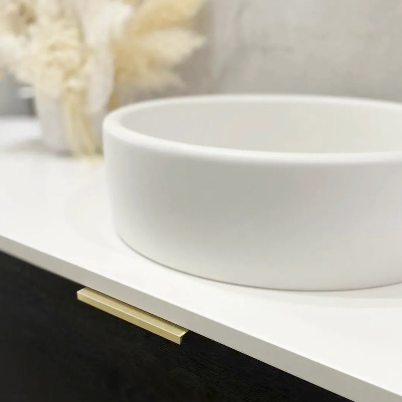 Otti Bondi Black Oak 900mm Curve Single Bowl Wall Hung Vanity