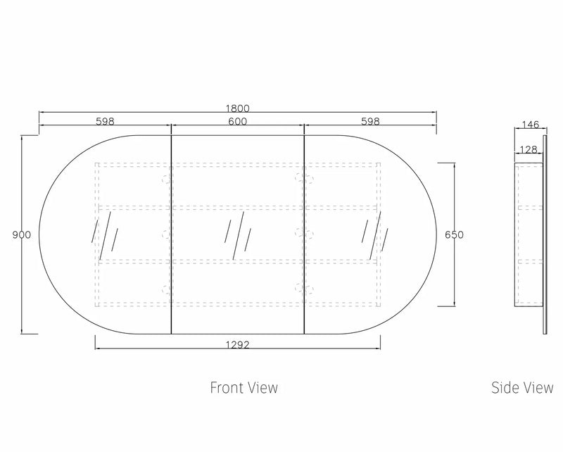 Otti Bondi Shaving Cabinet Natural Oak 1800X900mm