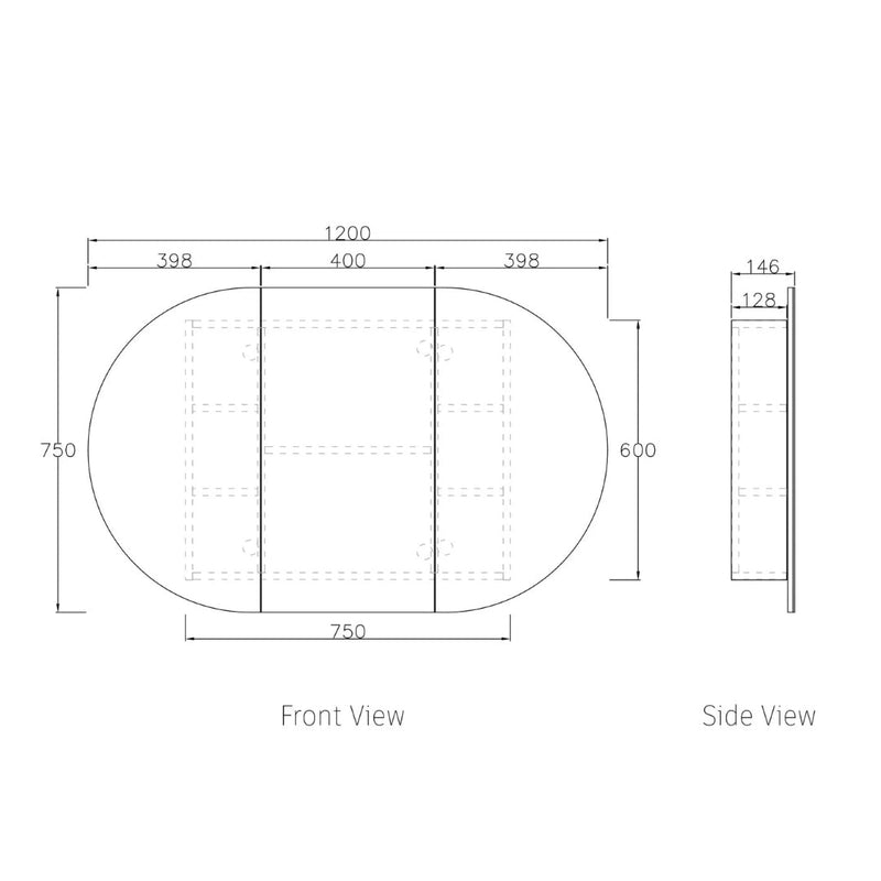 Otti Bondi Matte White Shaving Cabinet 1200X750mm