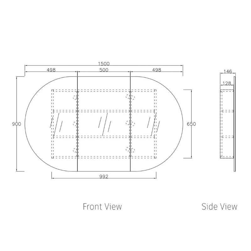 Otti Bondi Matte White Shaving Cabinet 1500X900mm