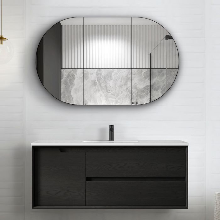 Otti Byron Black Oak 1200mm Single Bowl Wall Hung Vanity