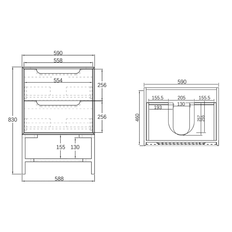 Otti Byron Black Oak 600mm Single Bowl Floor Standing Vanity