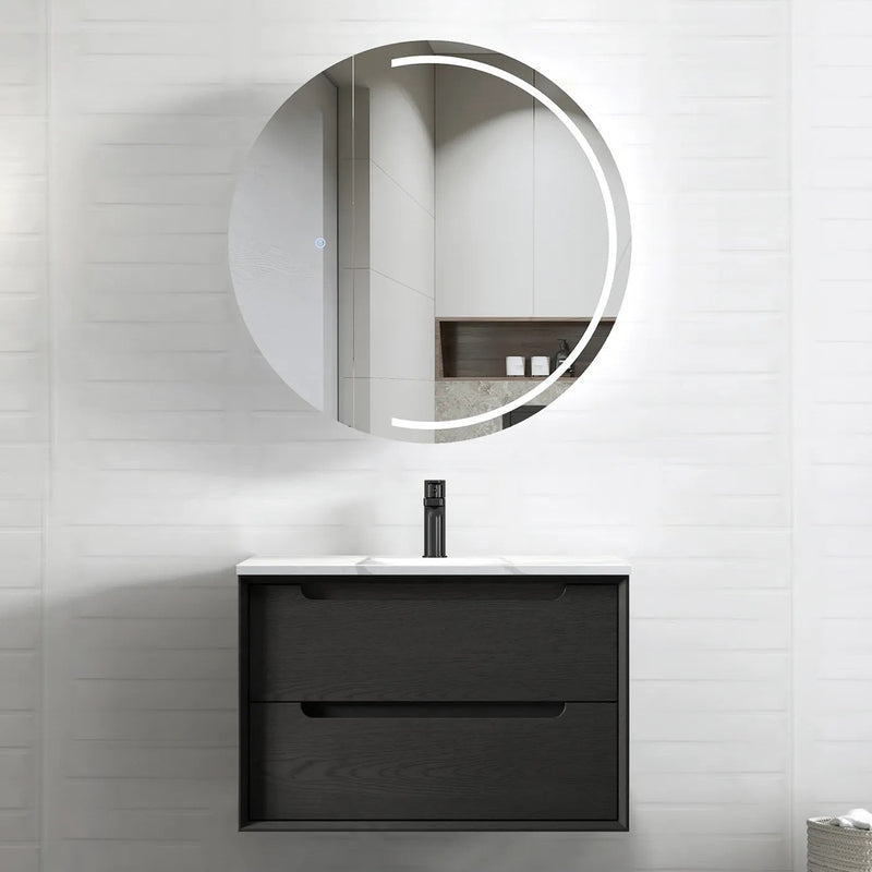 Otti Byron Black Oak 750mm Single Bowl Wall Hung Vanity