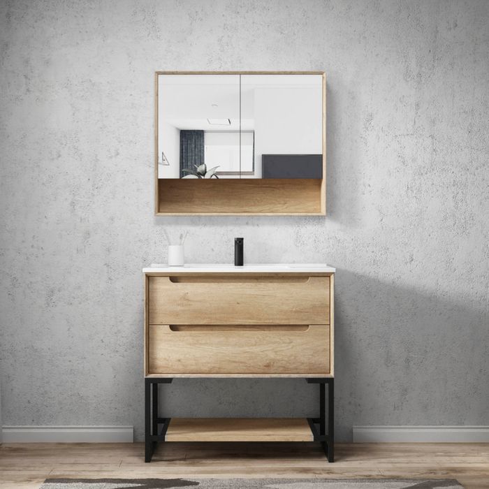 Otti Byron Natural Oak Mirror Shaving Cabinet 900X800mm