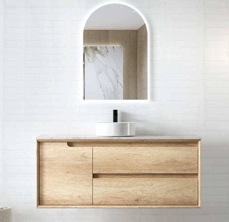 Otti Byron Natural Oak 1200mm Single Bowl Wall Hung Vanity