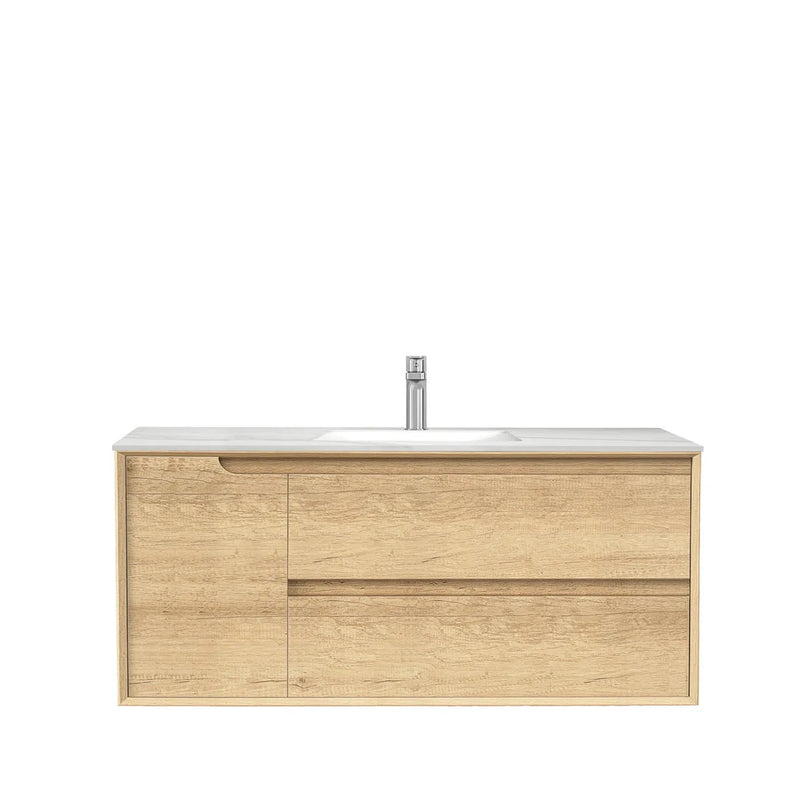 Otti Byron Natural Oak 1200mm Single Bowl Wall Hung Vanity