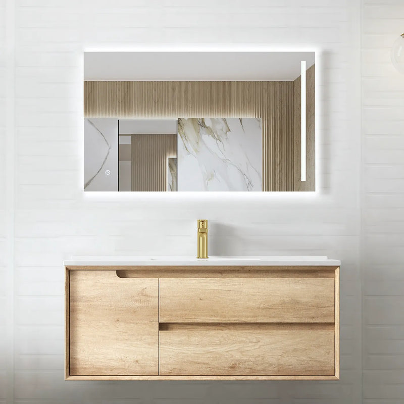 Otti Byron Natural Oak 1200mm Single Bowl Wall Hung Vanity