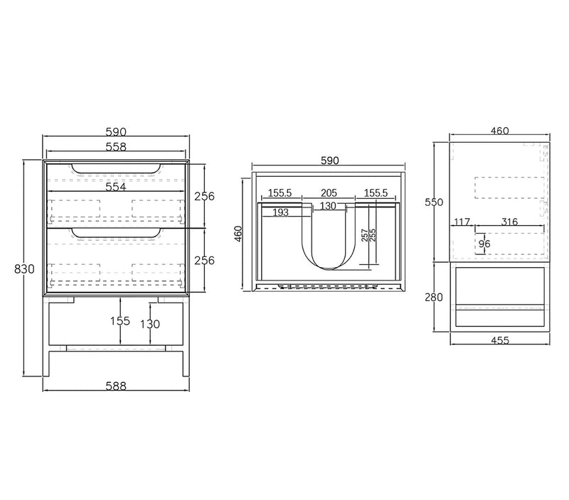 Otti Byron Natural Oak 600mm Single Bowl Floor Standing Vanity