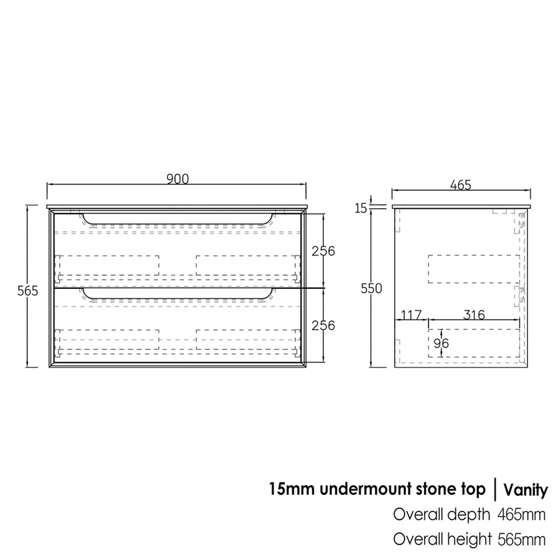Otti Byron Natural Oak 900mm Single Bowl Floor Standing Vanity