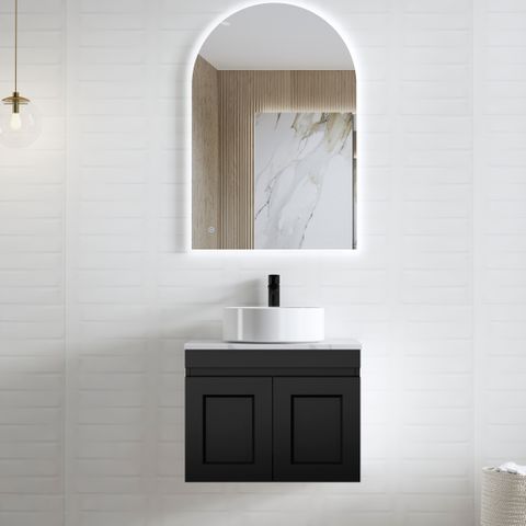 Otti Hampton Mark Ii Matte Black 600mm Single Bowl Wall Hung Vanity