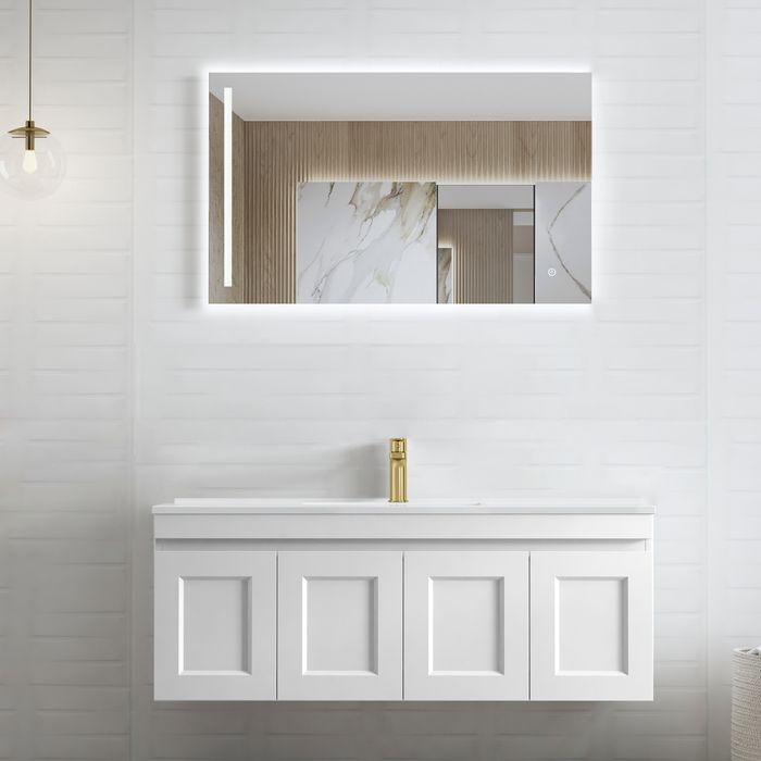 Otti Hampton Mark Ii Matte White 1200mm Single Bowl Wall Hung Vanity