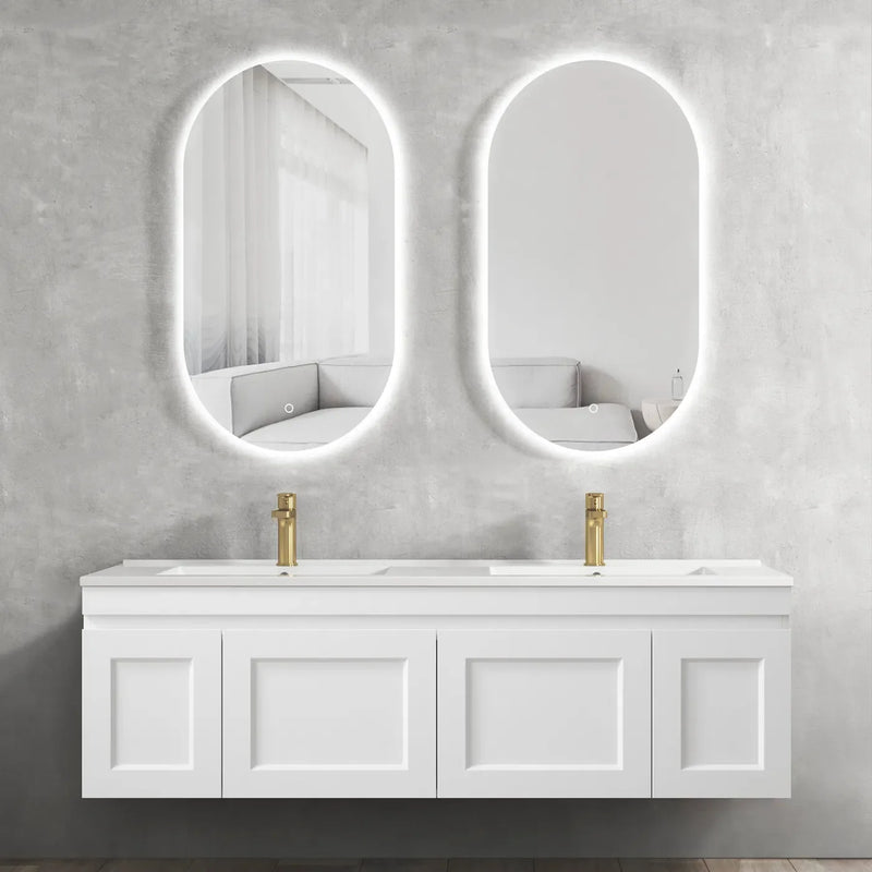 Otti Hampton Mark Ii Matte White 1500mm Double Bowl Wall Hung Vanity