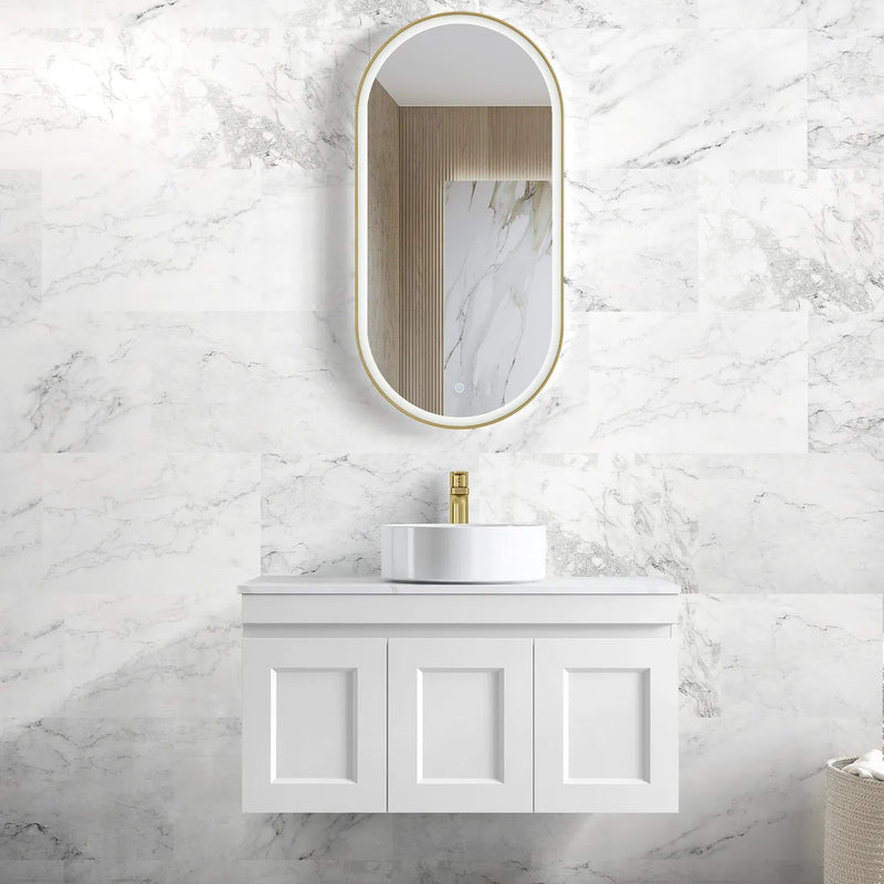 Otti Hampton Mark Ii Matte White 900mm Single Bowl Wall Hung Vanity