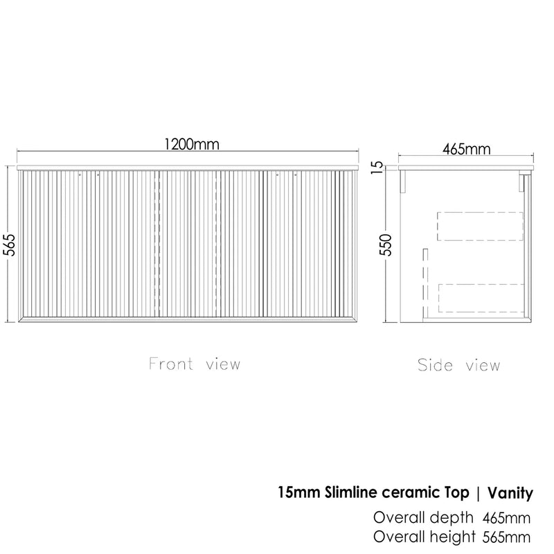 Otti Marlo Matte Black 1200mm Single Bowl Wall Hung Vanity