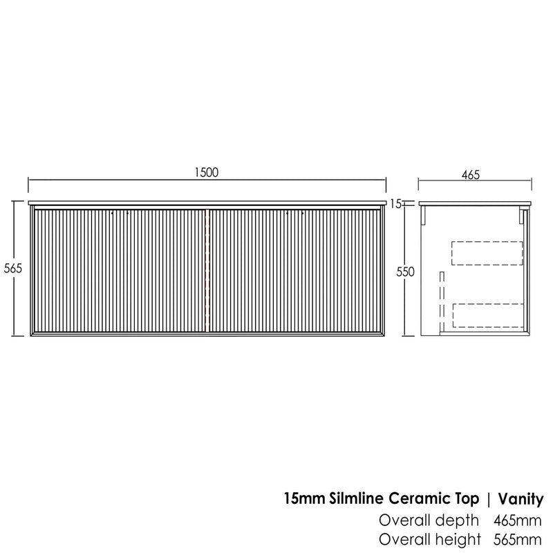 Otti Marlo Matte Black 1500mm Double Bowl Floor Standing Vanity