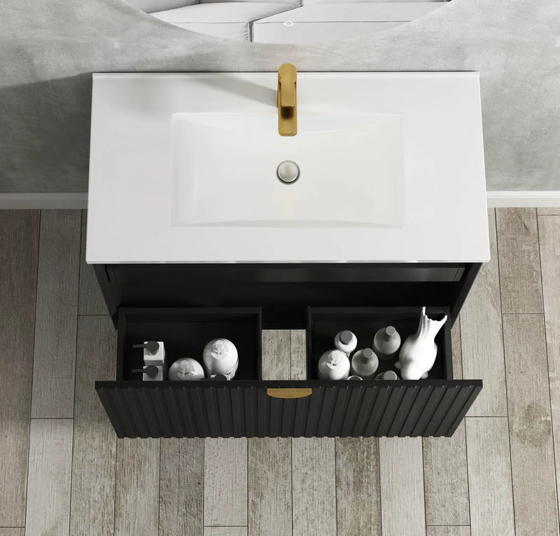 Otti Marlo Matte Black 600mm Single Bowl Floor Standing Vanity