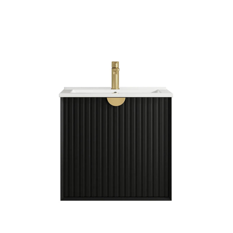 Otti Marlo Matte Black 600mm Single Bowl Wall Hung Vanity