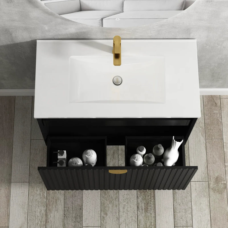 Otti Marlo Matte Black 750mm Single Bowl Floor Standing Vanity
