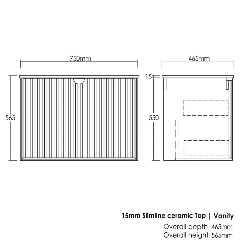 Otti Marlo Matte Black 750mm Single Bowl Floor Standing Vanity