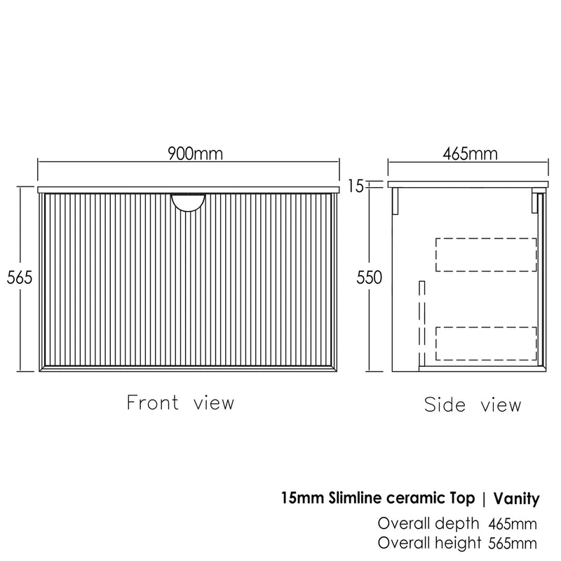 Otti Marlo Matte Black 900mm Single Bowl Wall Hung Vanity