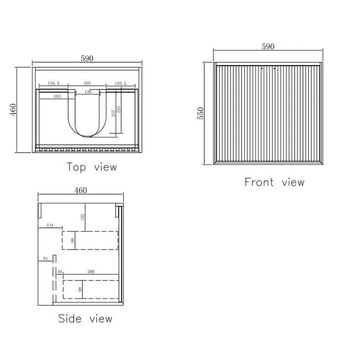 Otti Marlo Matte Black 600mm Single Bowl Floor Standing Vanity