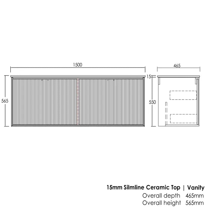 Otti Marlo Matte Black 1500mm Double Bowl Wall Hung Vanity